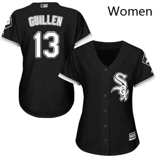 Womens Majestic Chicago White Sox 13 Ozzie Guillen Authentic Black Alternate Home Cool Base MLB Jersey